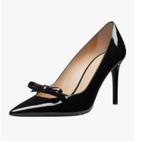 Zszszsu Black Sexy Pointed Toe Pumps with Bowknot High Heels Slip On Shoes - Picture 1 of 8
